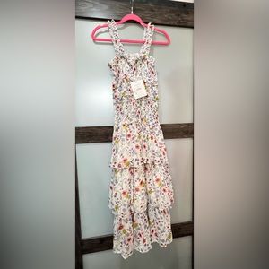 Floral-Print Smocked & Tiered Dress NWT size S